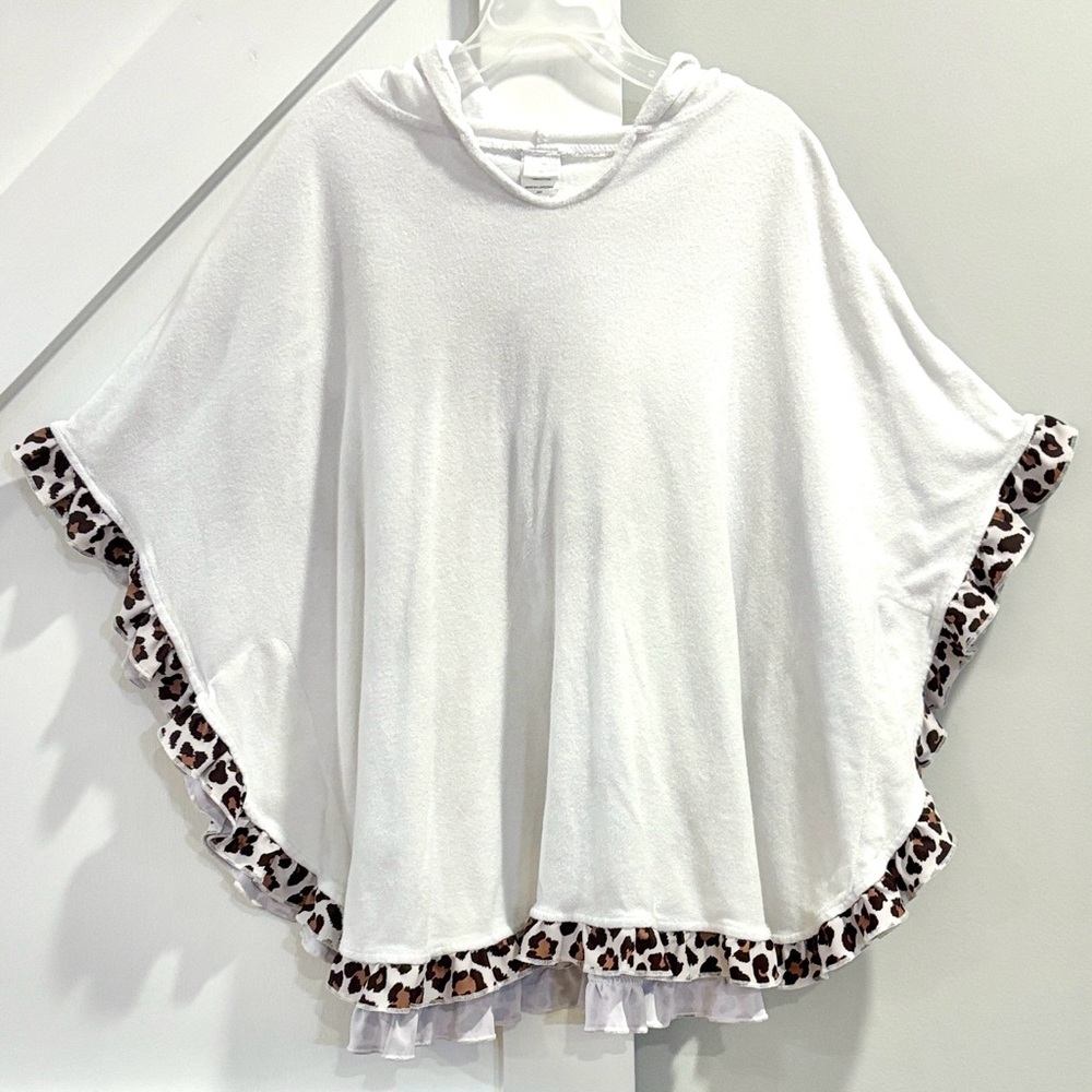 Millie Loves Lily Terrycloth Hooded Cheetah Leopard Ruffle Coverup Poncho